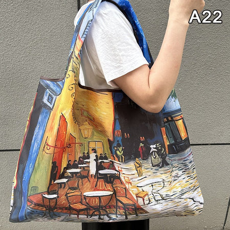 New Fashion Bag Foldable Shopping Bag Reusable Grocery Storage Bag Nylon Portable Shoulder Handbag Travel Tote Bag