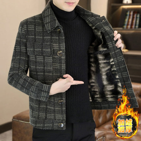 2023 Winter Plaid Woolen Jackets Men Fashion Slim Fit Thickened and Warm Trench Coat Casual Business Streetwear Overcoat M-4XL