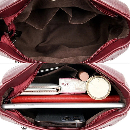 Soft Leather Luxury Handbags Women Bags Designer 3 Layers Shoulder Crossbody Sac Ladies Large Capacity Shopping Messenger Tote