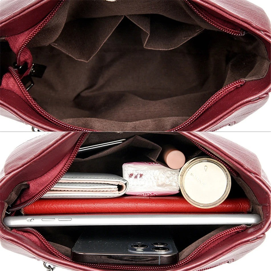 Soft Leather Luxury Handbags Women Bags Designer 3 Layers Shoulder Crossbody Sac Ladies Large Capacity Shopping Messenger Tote