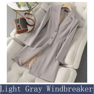High End Female Coat Long Slim Trench Coat For Women’S England Single Breasted Khaki Women Windbreaker Larger Size Outwear