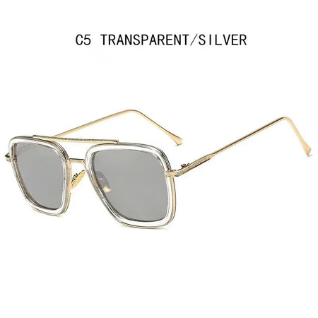 Fashion Steampunk Men Sunglasses Tony Stark Iron Man Sun Glasses Vintage Metal Eyewear Steam Punk Sunglass UV400 Male Gafas