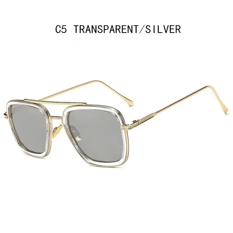 Fashion Steampunk Men Sunglasses Tony Stark Iron Man Sun Glasses Vintage Metal Eyewear Steam Punk Sunglass UV400 Male Gafas