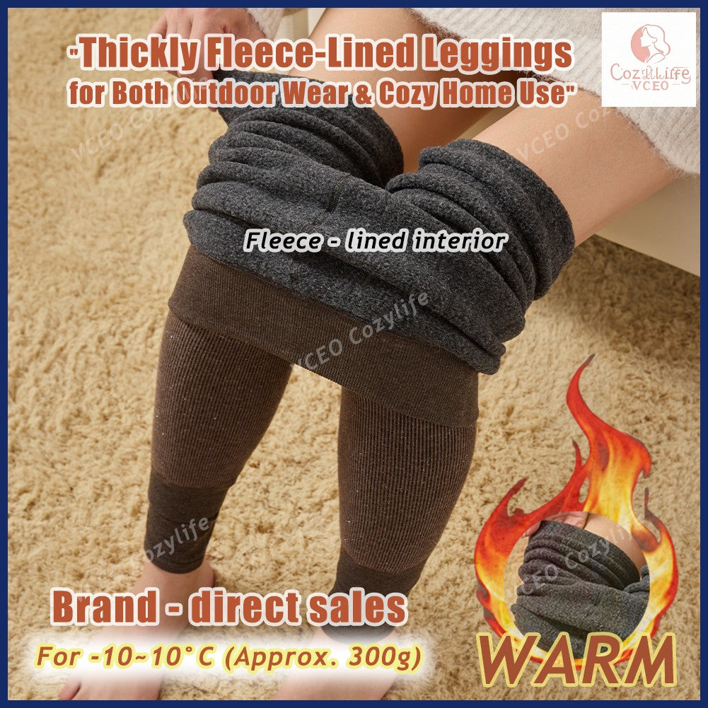 Warm fleece - padded leggings Warm thermal leggings Heavyweight 300g Fleece for Ultimate Warmth High - waisted warm leggings