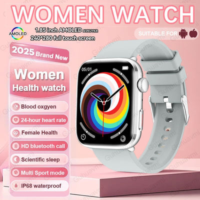 2025New NFC Smat Watch Women 1.85-inch Blood Pressure Heart Rate Bluetooth Call Female Health Smarwatches Ladies For Android IOS