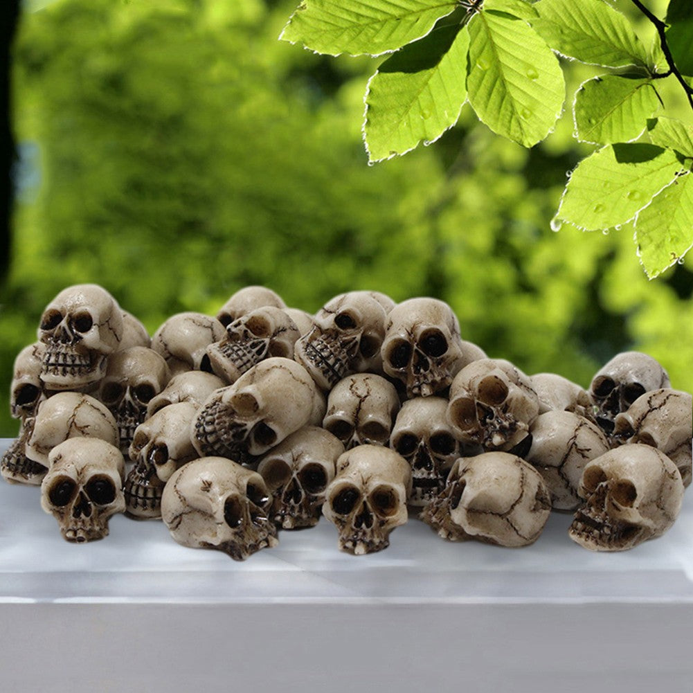 20-100 Pcs Mini Skull Figure Halloween Miniature Skulls Heads Creative Festival Theme Landscape Garden Potted Plant Decorations