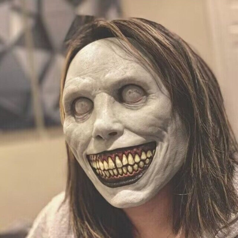 Scary Demon Halloween Mask Creepy White Face Cover Cosplay Prop for Haunted House Horror Party Costume Dress Up
