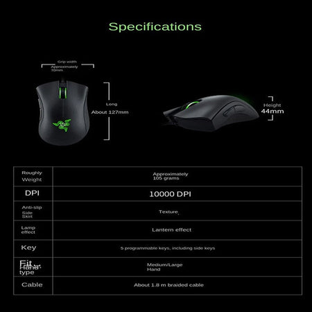 Razer DeathAdder Essential Wired Gaming Mouse / Wired Mice 6400DPI 5 Independently Buttons For Laptop PC Gamer