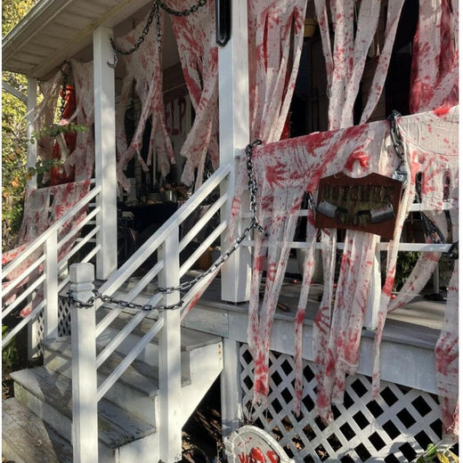 65 X 39 Inch Bloody Handprint Horror Door Curtain for Halloween Party, Scary Haunted House Decoration, Unique Halloween Supplies