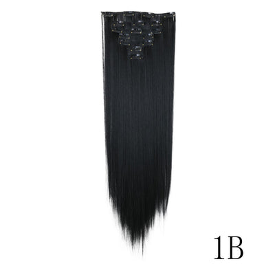 LANSA 7Clips Long Straight Synthetic Clip On Hair Extensions Cheveux Clip Naturel High Temperature Fiber Black Brown Hairpiece