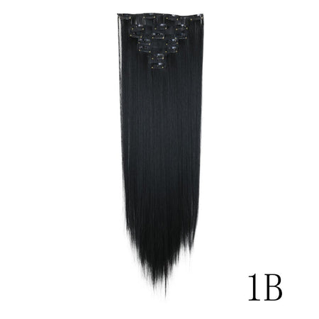 LANSA 7Clips Long Straight Synthetic Clip On Hair Extensions Cheveux Clip Naturel High Temperature Fiber Black Brown Hairpiece