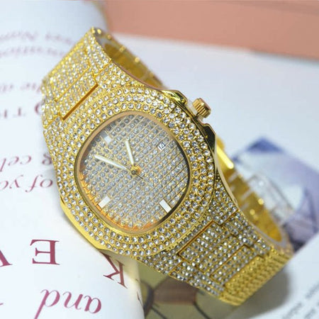 Luxury Diamond-Encrusted Hip Hop Watch Exquisite Fashion Design for Men And Women Casual Party Business Gift