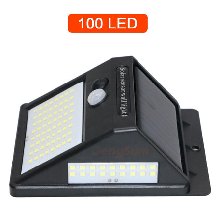 PIR Motion Sensor 100LED Sunlight control 3 sided Solar Energy Street light Yard Path Home Garden Solar Power lamp Wall Light