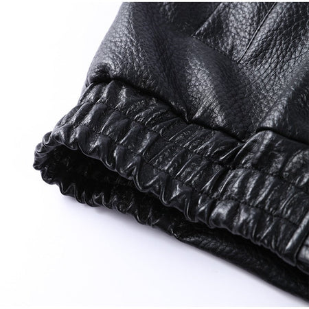 Street Stand Collar Women's Leather Jacket Loose Long Sleeve Zipper Pockets Chic Female Coats 2025 Autumn Winter Lady Outerwear