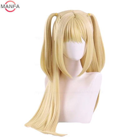 MisaMisa Cosplay Wig Misa Amane Long Blond Double Tails Hair Heat Resistant Synthetic Hair Wigs+ Wig Cap