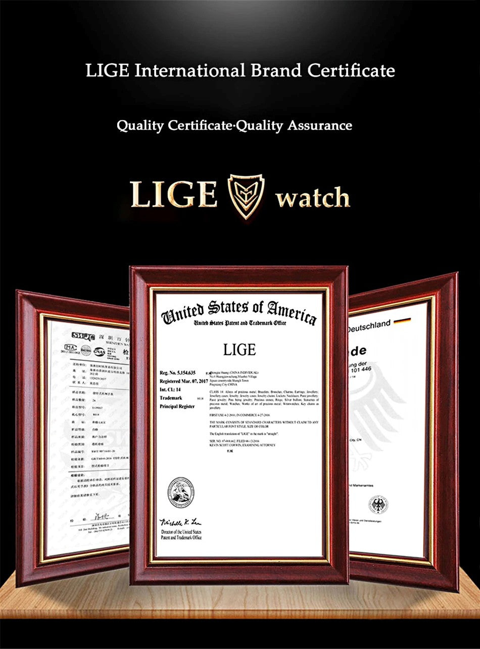 LIGE Top Brand Luxury Mens Watches Fashion Military Square Chronograph Quartz Wristwatches For Men Sports Waterproof Watch Men