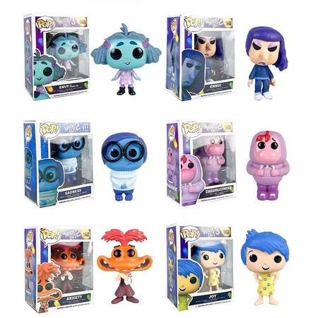 Anime inside out 2 Joy Anxiety Anger Sadness Disgust Fear POP Figure Action Toys Cartoon Movie PVC Doll Figurines