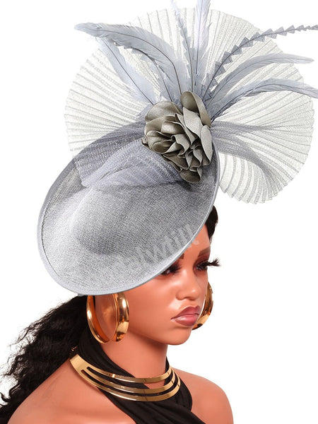 Navy Mesh Fascinator Wedding Women Hat Ladies Royal Ascot Headpiece For Festival Party Pillbox Cap Flower Headwear Church Event