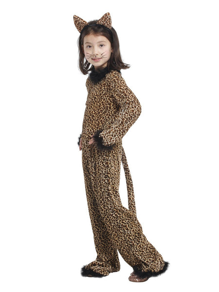 4?10Y Girls Leopard Animal Cosplay Jumpsuit, Kids Costume for Halloween Purim Carnival Mardi Gras Party