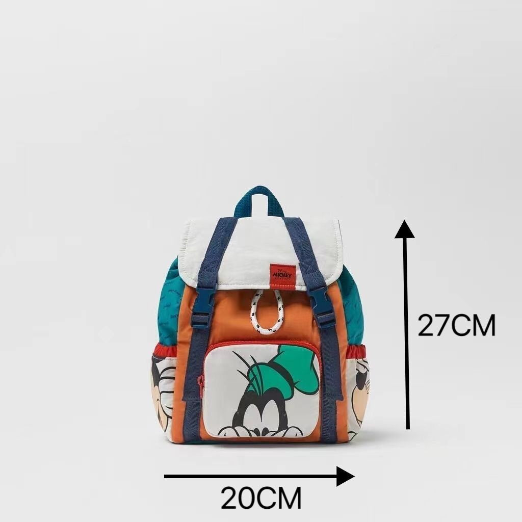2023 New Children's Bag  Disney Donald Duck Mickey Mouse Cartoon Print Kids' Backpack Nylon Skin Contrasting Colors Schoolbags