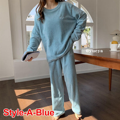 Winter Women's New Pajamas Homewear Suit Women's Fall and Winter Warm Clothes Coral Velvet Leisure Pajamas Padded Homewear