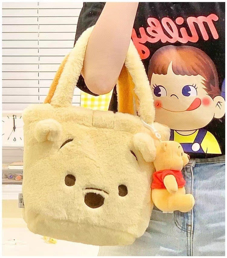 Disney Winnie Bear Turn Into Tigger Plush Handbag Cartoon Reversible Lotso Change To Alien Plush Doll Bag Xmas Women Girls Gift