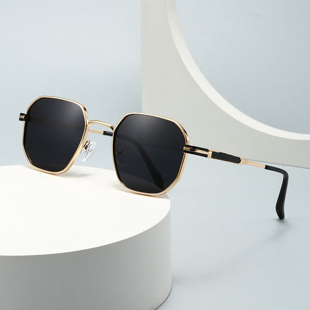 New European and American Style Men's Aviator Glasses, Retro Metal Square Frame Sunglasses, Cross-Border Ready Stock 1435