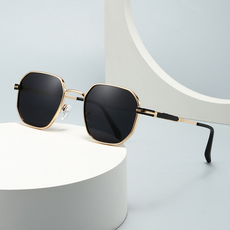 New European and American Style Men's Aviator Glasses, Retro Metal Square Frame Sunglasses, Cross-Border Ready Stock 1435