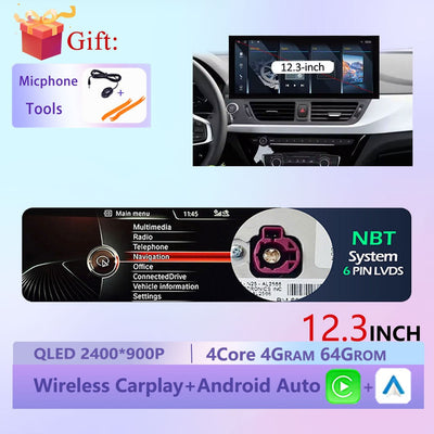 Wireless CarPlay Android 15 Touchscreen Stereo For BMW 1 Series F20 F21 F22 F23 2016 - 2023 NBT/EVO System WiFi GPS 4G F6NAVI