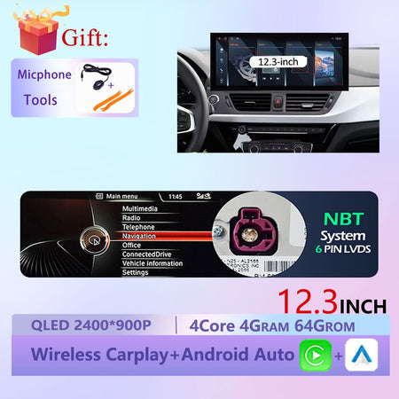 Wireless CarPlay Android 15 Touchscreen Stereo For BMW 1 Series F20 F21 F22 F23 2016 - 2023 NBT/EVO System WiFi GPS 4G F6NAVI
