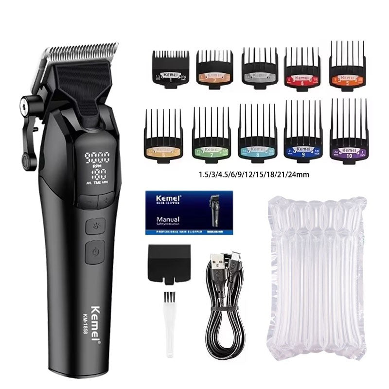 Kemei KM-1858 10W Barber Professional Electric Hair Clipper DLC Blade Trimmer Cordless USB Charging Rechargeable Hair Clippers