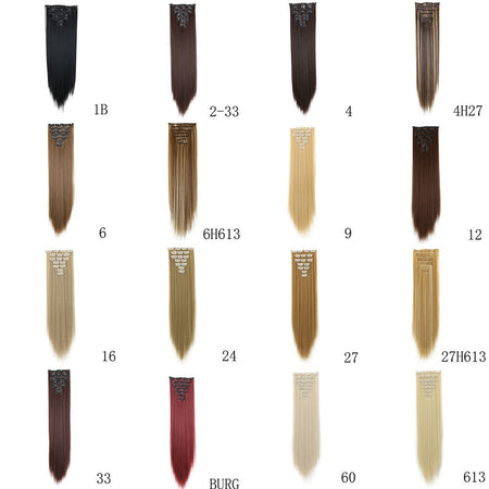 LANSA 7Clips Long Straight Synthetic Clip On Hair Extensions Cheveux Clip Naturel High Temperature Fiber Black Brown Hairpiece