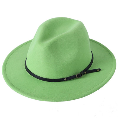 Fedora hat jazz hat men and women classic black leather belt Fedora Panama women autumn and winter Panama hat wholesale
