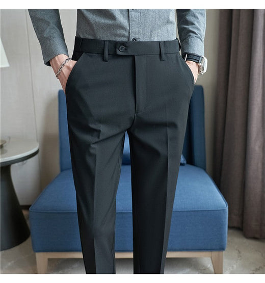 Men Suit Pant Autumn Elastic Waist Solid Slim Fit Dress Pants Business Casual Office Social Trouser Plus Size 40 38 Men Clothing