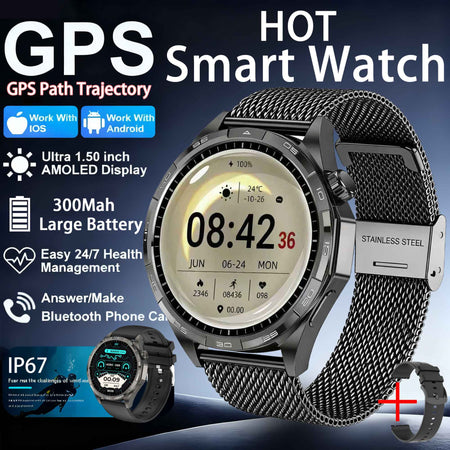 2026New Original fitness Watch G T6 Pro Smart Watch 1.50"HD AMOLED Screen GPS track Heart Rate Bluetooth Call Smartwatch for Men