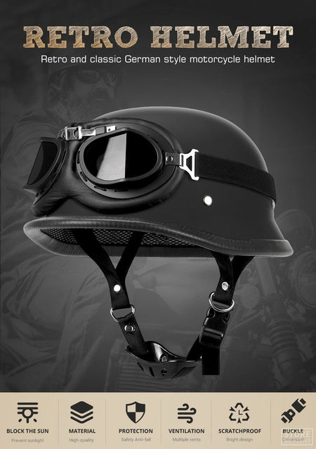 Motorcycle Helmet Fashion Capacete De Moto Retro Casco Moto German Vintage Moto Helmet DOT Certification Half Helmet Men Women