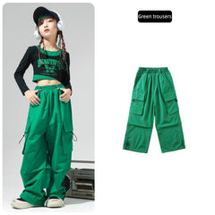 Fashion Children's Clothing Baby Bottom Hip-hop Dance Costumes Girl Cargo Pants Street Loose Outfit Girls Casual Kids Pants