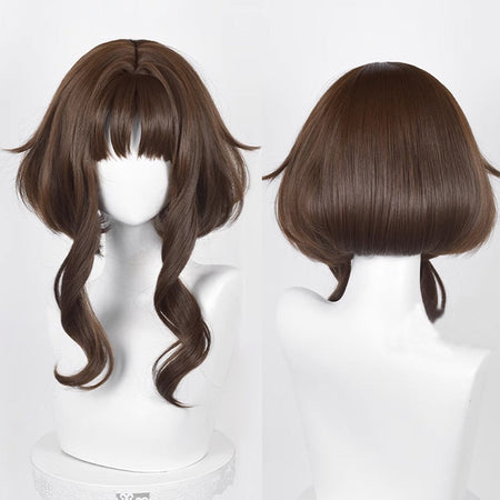 Short Straight Synthetic Brown Wig Anime Game Cosplay Fluffy Heat Resistant Jellyfish Head Wig for Daily Party