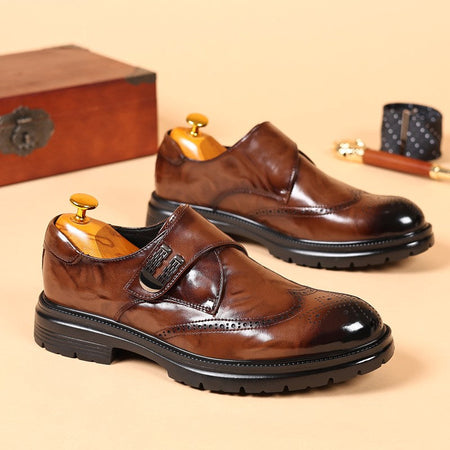 British Style New Oxford Shoes Men's Thick Soled Carved Blok Wedding Leather Shoes High-quality Designer Business Formal Loafers
