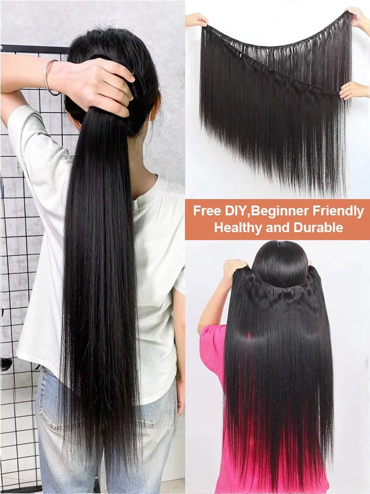 26 28 30 Inches Straight Human Hair Bundles Brazilian Raw Remy Weave 100% Unprocessed Extension Weft Natural Black For Women