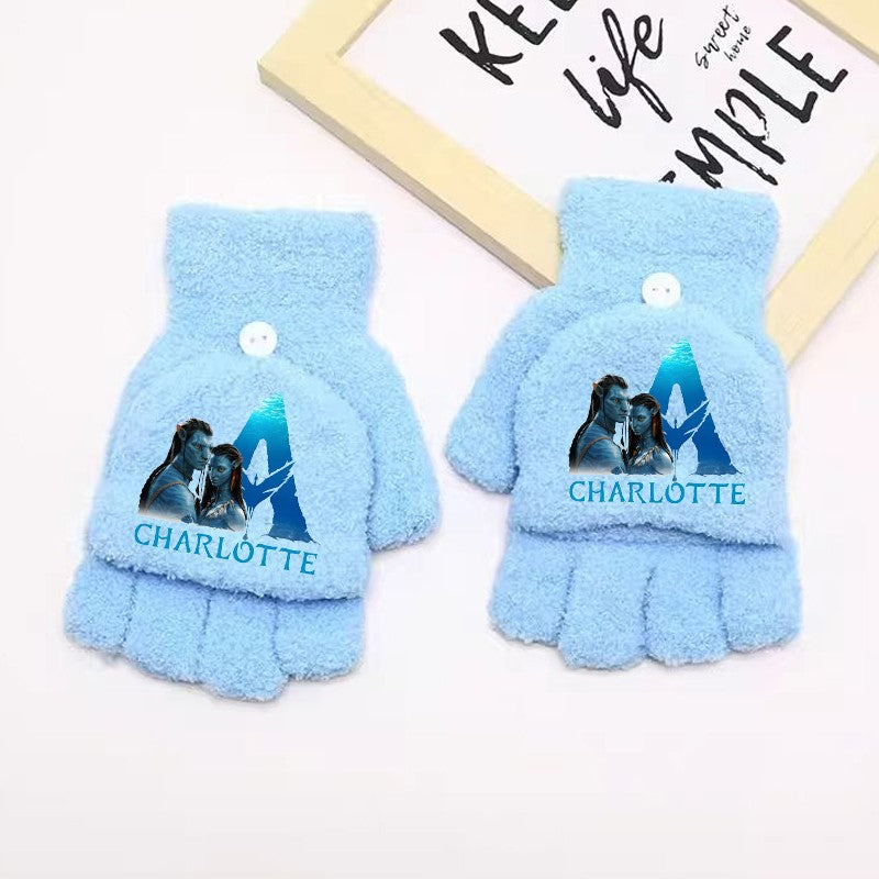 Avatar Fire and Ash Gloves Disneys Boy Winter Flip Cover Mittens Kids Outdoors Warm Cute Glove Children Clothes Accessories Gift