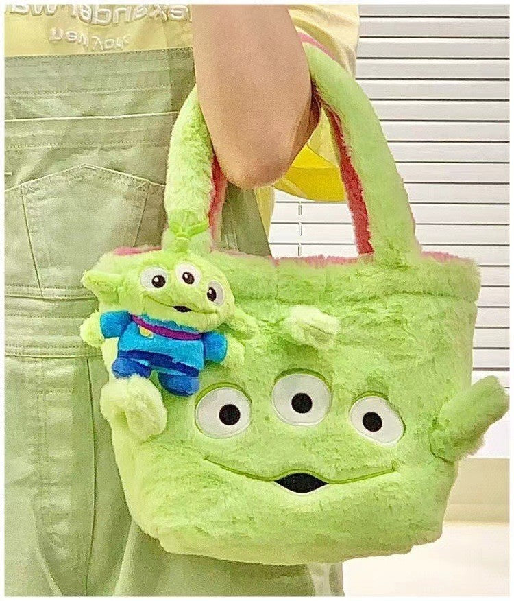 Disney Winnie Bear Turn Into Tigger Plush Handbag Cartoon Reversible Lotso Change To Alien Plush Doll Bag Xmas Women Girls Gift