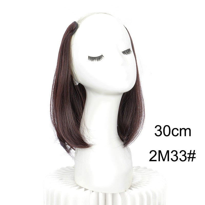 20/30cm Synthetic Short Straight Internal Buckle V-shaped Half Head 4Clips Hair Extension Invisible  Hairpiece for Women 2026