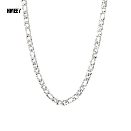 Men's Stainless Steel Link Figaro Chain Necklace for Women High Quality Waterproof Choker Silver Color Jewelry Accessories Gift