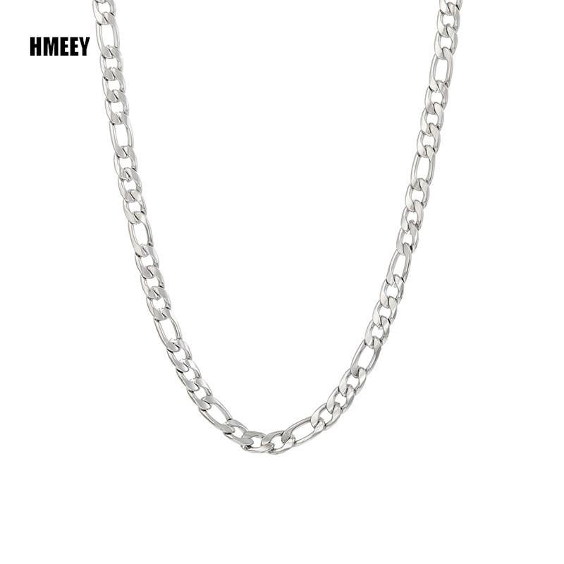 Men's Stainless Steel Link Figaro Chain Necklace for Women High Quality Waterproof Choker Silver Color Jewelry Accessories Gift