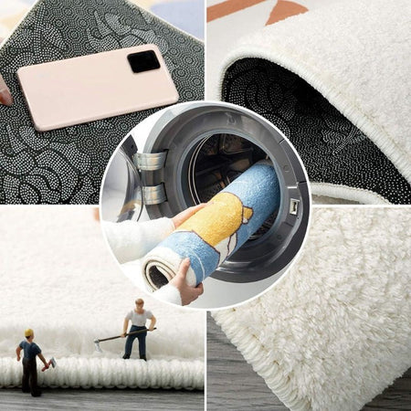 VIKAMA Christmas Imitation Cashmere Rug Soft Non-Slip Bathroom Mat Living Room Bedroom Entrance Doormat Winter Home Decor