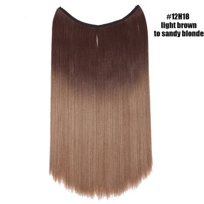 BENEHAIR Synthetic Invisible Wire No Clips In Hair Extensions Secret Fish Line Hairpieces Hair Extensions Fake Hair For Women