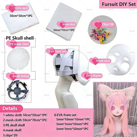 Fursuit Kigurumi Head Base DIY Foam Animal Skull Furry Cosplay Headwear Costume Halloween Carnival Accessories