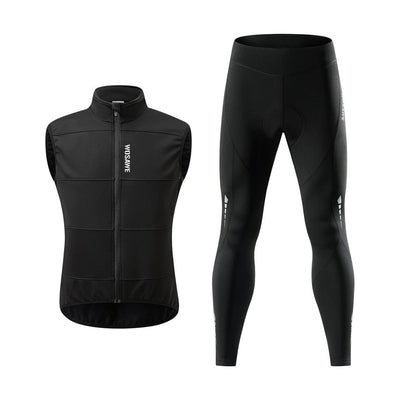 WOSAWE Cycling Jersey Set Winter Spring Vest Pants Sleeveless MTB Bicycle Clothing Warm Bike Jackets Thermal Fleece Suit