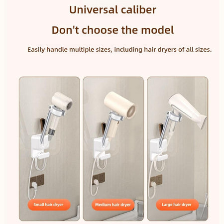 Angle Adjustable Hair Dryer Holder Non-Drilling Wall-Mounted Hair Dryer Stand For Bathroom Free-hand Lazy Storage Rack Shelf
